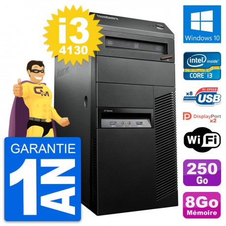 PC Tour Lenovo M93p Intel Core i3-4130 RAM 8Go Disque 250Go Windows 10 Wifi