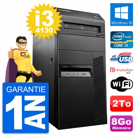 PC Tour Lenovo ThinkCentre M93p Intel i3-4130 RAM 8Go Disque 2To Windows 10 Wifi