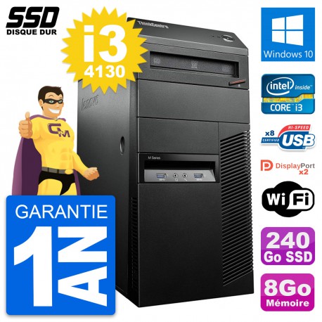 PC Tour Lenovo ThinkCentre M93p Intel i3-4130 RAM 8Go SSD 240Go Windows 10 Wifi