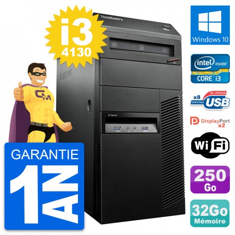 PC Tour Lenovo ThinkCentre M93p i3-4130 RAM 32Go Disque 250Go Windows 10 Wifi