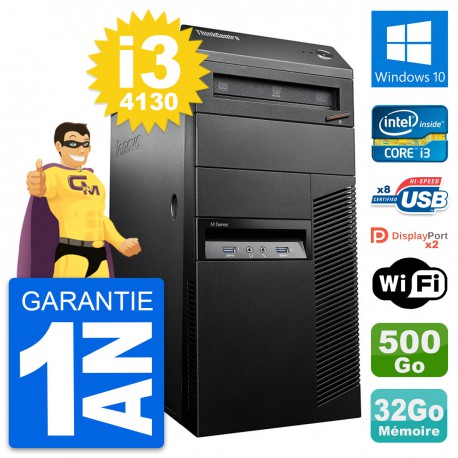 PC Tour Lenovo ThinkCentre M93p i3-4130 RAM 32Go Disque 500Go Windows 10 Wifi