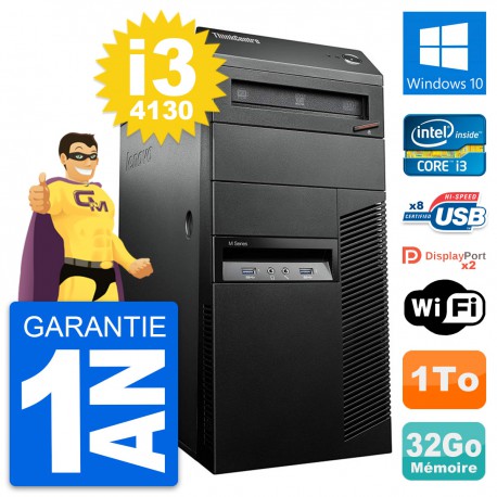 PC Tour Lenovo ThinkCentre M93p Core i3-4130 RAM 32Go Disque 1To Windows 10 Wifi