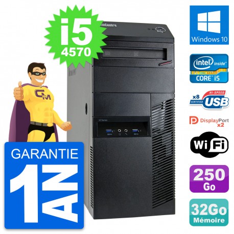 PC Tour Lenovo ThinkCentre M93p i5-4570 RAM 32Go Disque 250Go Windows 10 Wifi