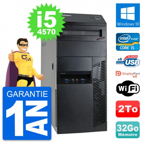 PC Tour Lenovo ThinkCentre M93p Core i5-4570 RAM 32Go Disque 2To Windows 10 Wifi