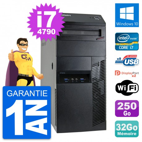 PC Tour Lenovo ThinkCentre M93p i7-4790 RAM 32Go Disque 250Go Windows 10 Wifi