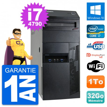 PC Tour Lenovo ThinkCentre M93p Core i7-4790 RAM 32Go Disque 1To Windows 10 Wifi