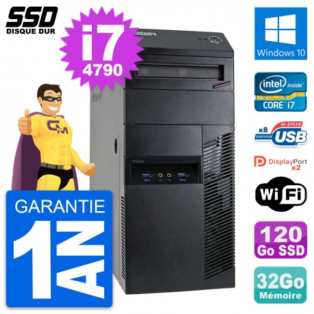 PC Tour Lenovo ThinkCentre M93p Intel i7-4790 RAM 32Go SSD 120Go Windows 10 Wifi