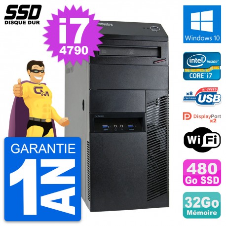 PC Tour Lenovo ThinkCentre M93p Intel i7-4790 RAM 32Go SSD 480Go Windows 10 Wifi