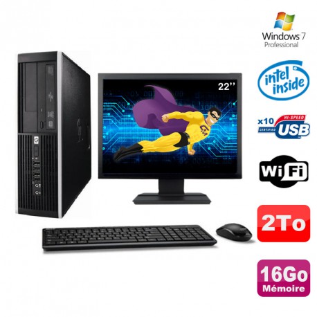 Lot PC HP Elite 6000 Pro SFF E5400 2.7Ghz 16Go Disque 2To WIFI W7 Pro + Ecran 22"