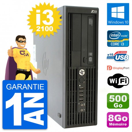 PC HP WorkStation Z210 SFF Core i3-2100 RAM 8Go Disque 500Go Windows 10 Wifi