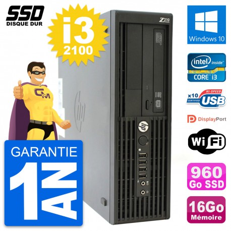 PC HP WorkStation Z210 SFF Intel i3-2100 RAM 16Go SSD 960Go Windows 10 Wifi