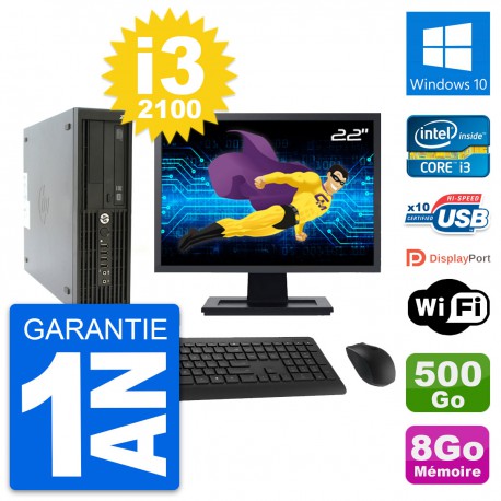 PC HP Z210 SFF Ecran 22" Intel i3-2100 RAM 8Go Disque 500Go Windows 10 Wifi