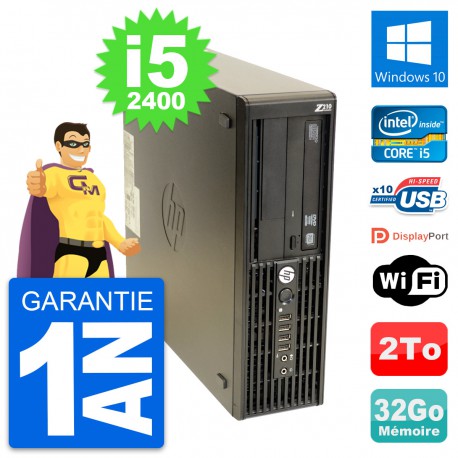 PC HP WorkStation Z210 SFF Core i5-2400 RAM 32Go Disque 2To Windows 10 Wifi