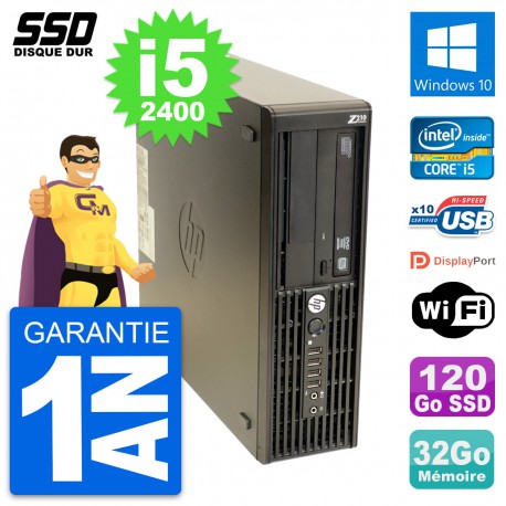 PC HP WorkStation Z210 SFF Intel i5-2400 RAM 32Go SSD 120Go Windows 10 Wifi