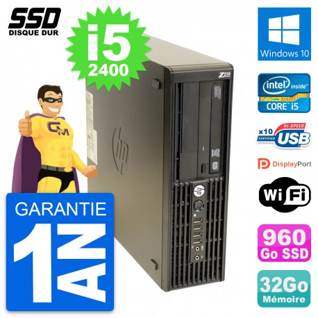 PC HP WorkStation Z210 SFF Intel i5-2400 RAM 32Go SSD 960Go Windows 10 Wifi