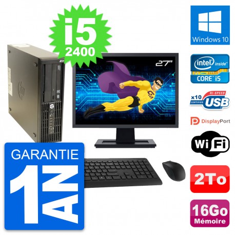 PC HP Z210 SFF Ecran 27" Intel Core i5-2400 RAM 16Go Disque 2To Windows 10 Wifi