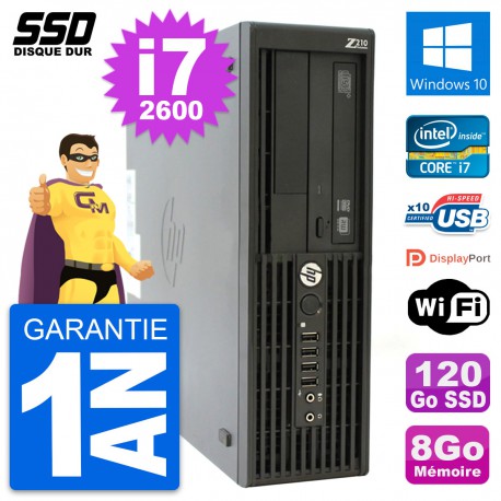 PC HP WorkStation Z210 SFF Intel Core i7-2600 RAM 8Go SSD 120Go Windows 10 Wifi