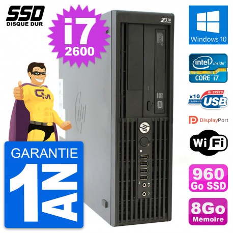 PC HP WorkStation Z210 SFF Intel Core i7-2600 RAM 8Go SSD 960Go Windows 10 Wifi