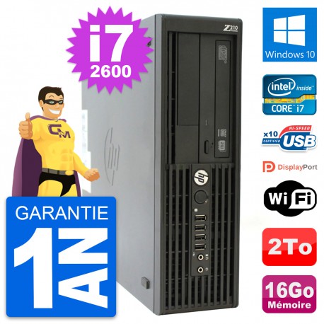PC HP WorkStation Z210 SFF Core i7-2600 RAM 16Go Disque Dur 2To Windows 10 Wifi