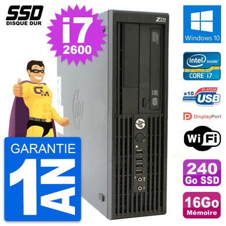 PC HP WorkStation Z210 SFF Intel i7-2600 RAM 16Go SSD 240Go Windows 10 Wifi