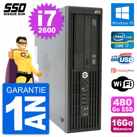 PC HP WorkStation Z210 SFF Intel i7-2600 RAM 16Go SSD 480Go Windows 10 Wifi