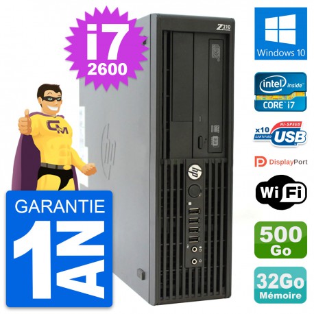 PC HP WorkStation Z210 SFF Core i7-2600 RAM 32Go Disque 500Go Windows 10 Wifi