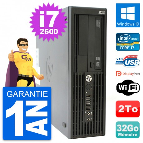 PC HP WorkStation Z210 SFF Core i7-2600 RAM 32Go Disque 2To Windows 10 Wifi