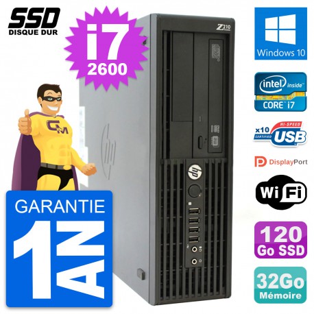 PC HP WorkStation Z210 SFF Intel i7-2600 RAM 32Go SSD 120Go Windows 10 Wifi