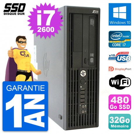 PC HP WorkStation Z210 SFF Intel i7-2600 RAM 32Go SSD 480Go Windows 10 Wifi