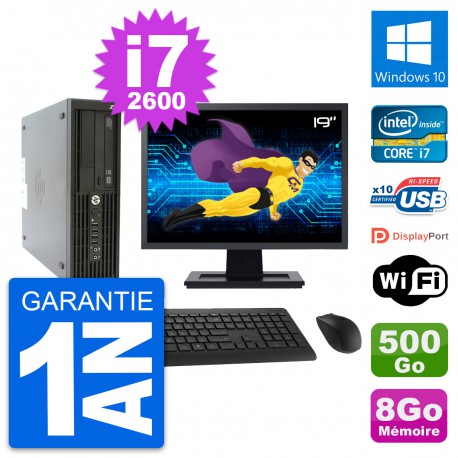 PC HP Z210 SFF Ecran 19" Intel i7-2600 RAM 8Go Disque 500Go Windows 10 Wifi