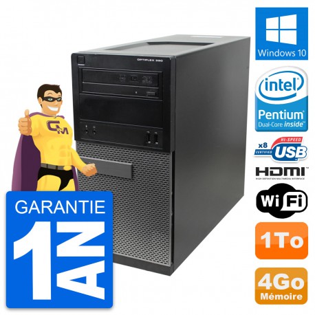 PC Tour Dell OptiPlex 390 MT Intel G630 RAM 4Go Disque 1To HDMI Windows 10 Wifi