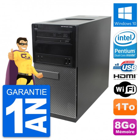 PC Tour Dell OptiPlex 390 MT Intel G630 RAM 8Go Disque 1To HDMI Windows 10 Wifi