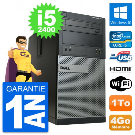 PC Tour Dell OptiPlex 390 MT i5-2400 RAM 4Go Disque Dur 1To HDMI Windows 10 Wifi