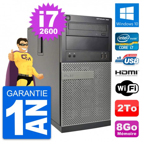PC Tour Dell OptiPlex 390 MT i7-2600 RAM 8Go Disque 2To HDMI Windows 10 Wifi