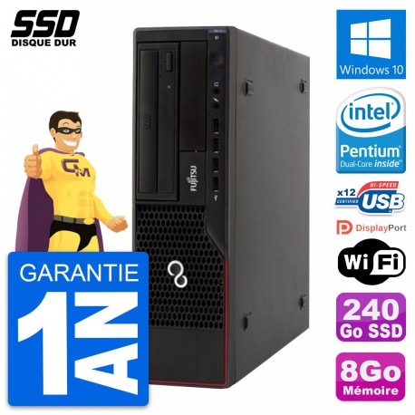 PC Fujitsu Esprimo E910 DT Intel G630 RAM 8Go SSD 240Go Windows 10 Wifi