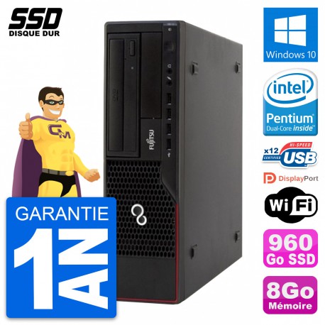 PC Fujitsu Esprimo E910 DT Intel G630 RAM 8Go SSD 960Go Windows 10 Wifi