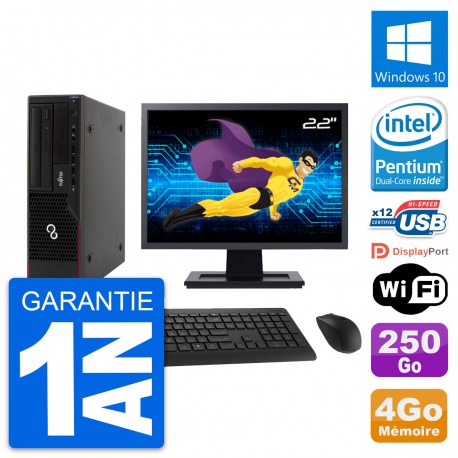 PC Fujitsu E910 DT Ecran 22" Intel G630 RAM 4Go Disque 250Go Windows 10 Wifi