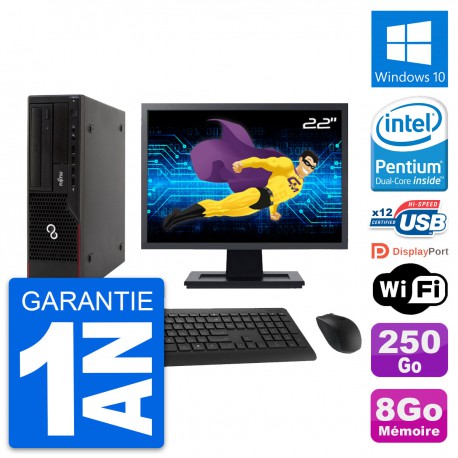 PC Fujitsu E910 DT Ecran 22" Intel G630 RAM 8Go Disque 250Go Windows 10 Wifi