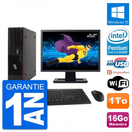 PC Fujitsu E910 DT Ecran 22" Intel G630 RAM 16Go Disque Dur 1To Windows 10 Wifi