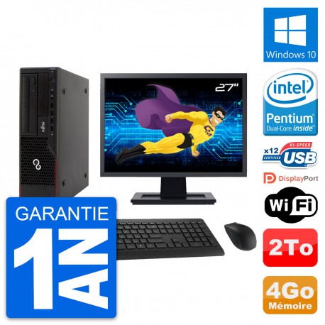 PC Fujitsu E910 DT Ecran 27" Intel G630 RAM 4Go Disque Dur 2To Windows 10 Wifi