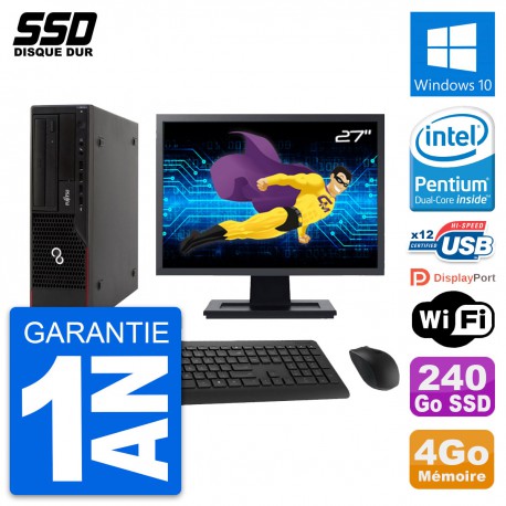 PC Fujitsu E910 DT Ecran 27" Intel G630 RAM 4Go SSD 240Go Windows 10 Wifi