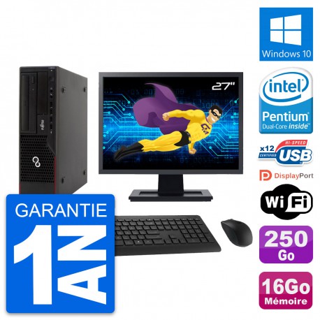 PC Fujitsu E910 DT Ecran 27" Intel G630 RAM 16Go Disque 250Go Windows 10 Wifi
