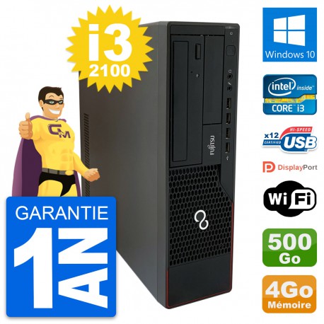 PC Fujitsu Esprimo E910 DT Intel i3-2100 RAM 4Go Disque 500Go Windows 10 Wifi