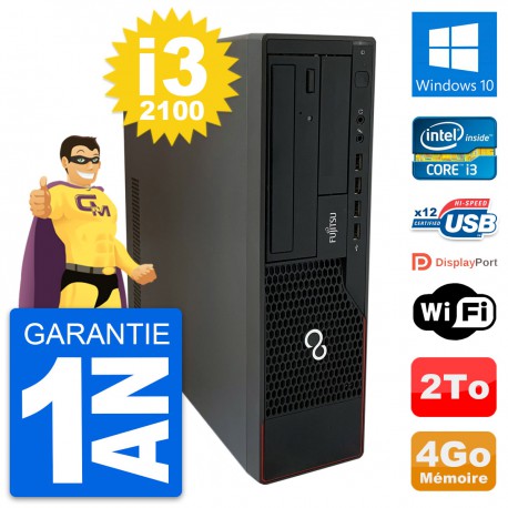 PC Fujitsu Esprimo E910 DT Intel i3-2100 RAM 4Go Disque Dur 2To Windows 10 Wifi