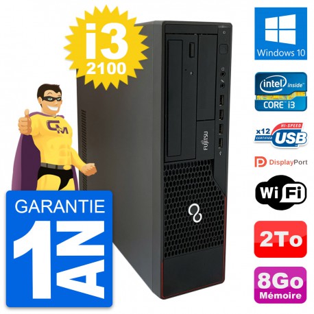 PC Fujitsu Esprimo E910 DT Intel i3-2100 RAM 8Go Disque Dur 2To Windows 10 Wifi