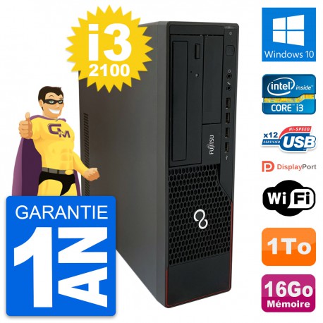 PC Fujitsu Esprimo E910 DT Intel i3-2100 RAM 16Go Disque Dur 1To Windows 10 Wifi