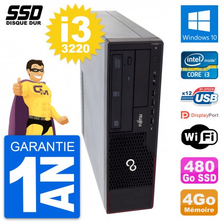 PC Fujitsu Esprimo E910 DT Intel Core i3-3220 RAM 4Go SSD 480Go Windows 10 Wifi