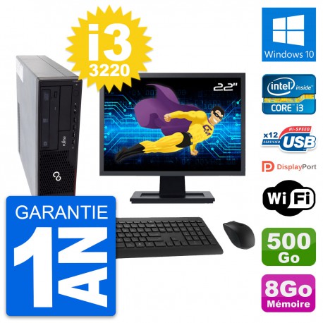PC Fujitsu E910 DT Ecran 22" Intel i3-3220 RAM 8Go Disque 500Go Windows 10 Wifi
