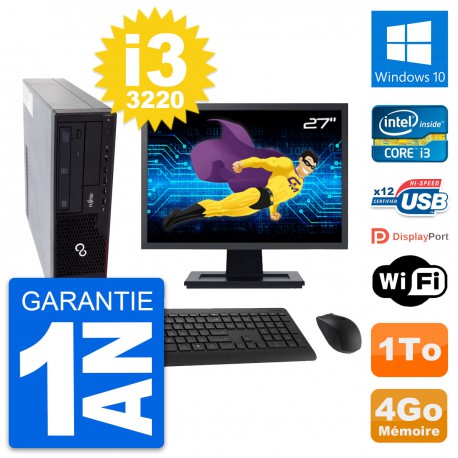 PC Fujitsu E910 DT Ecran 27" Intel i3-3220 RAM 4Go Disque 1To Windows 10 Wifi