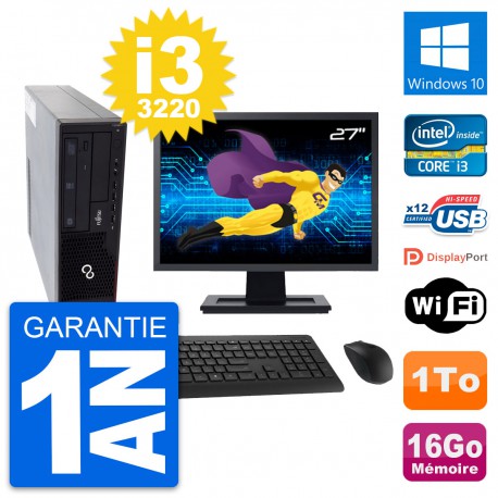 PC Fujitsu E910 DT Ecran 27" Intel i3-3220 RAM 16Go Disque 1To Windows 10 Wifi